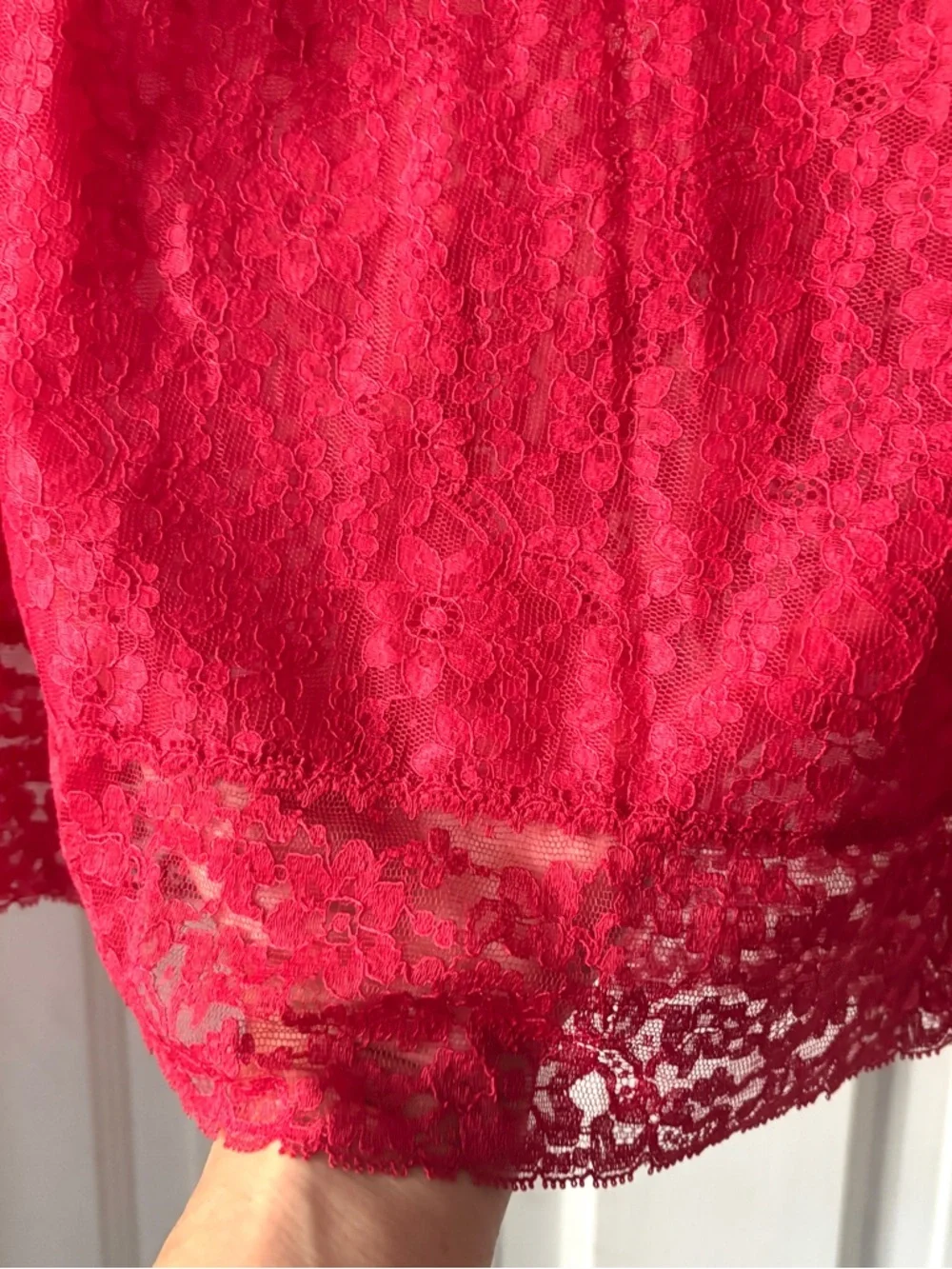 Vintage 60s Full Bright Red Lace Half Slip Size Medium - Picture 9 of 14